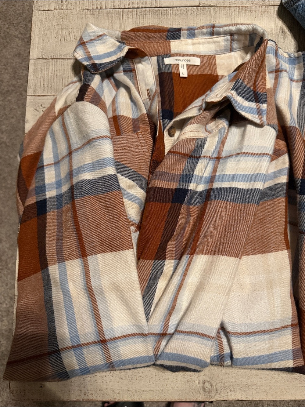 Maurices women’s , Navy & Light Blue/Pink/Gray flannels LG and XL